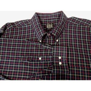 Jos. A. Bank 2XL Men’s Shirt Long Sleeve Button-Down Classic Black Plaid